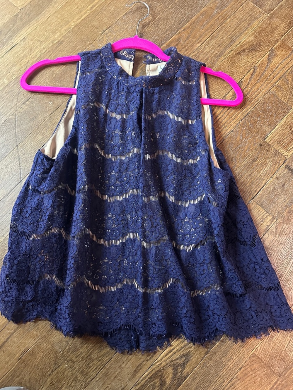 Navy Lace Sleeveless Top